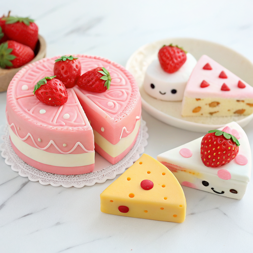 Cheese Soufflé & Strawberry Cake Food Squishy - wholesale squishy toy